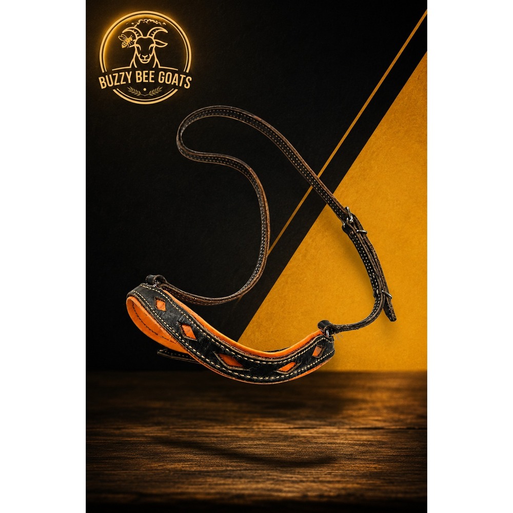 LEATHER HORSE NOSEBAND ORANGE ACID WASH COWHIDE WESTERN TACK HEADSTALL PART